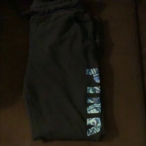 PINK joggers Black with white and blue/AQUA